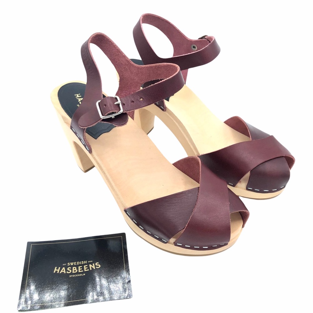Swedish Hasbeens Merci Criss Cross Sandals NIB 36